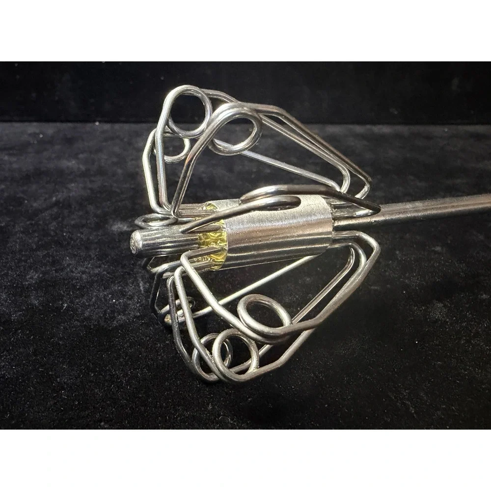 Vintage Orange Hand Push Whisk Mechanical Rotary Egg Beater Milk Frother Tool